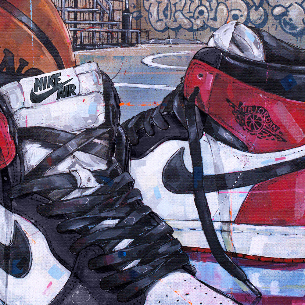 Nike Air Jordan 1 basketball black toe imprimé 50x70 cm