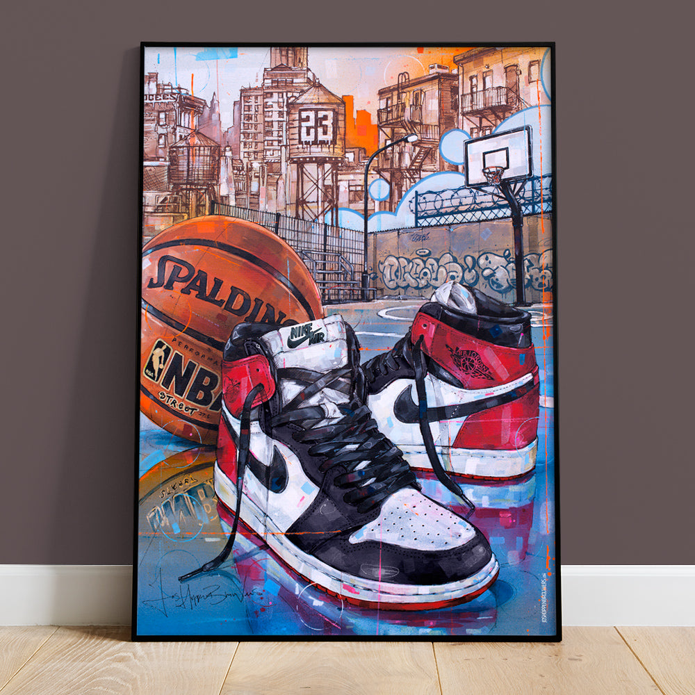 Nike Air Jordan 1 basketball black toe print 50x70 cm