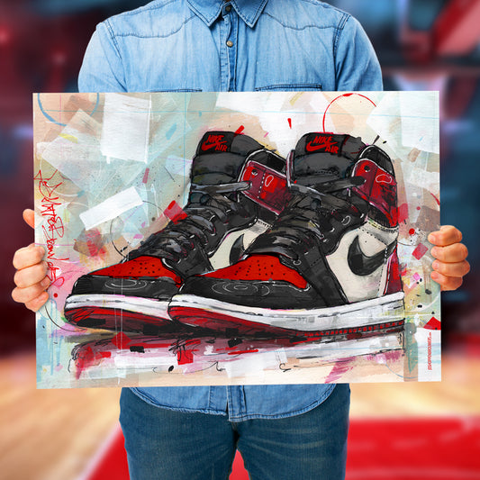 Nike Air Jordan 1 retro high bred toe print 70x50 cm