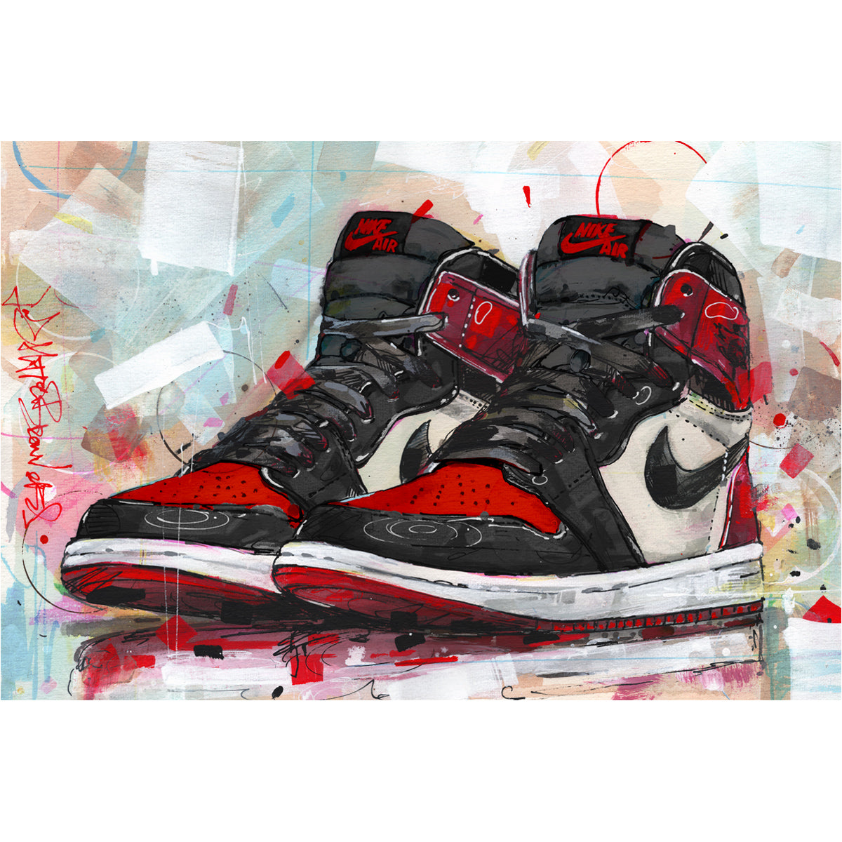 Nike Air Jordan 1 retro high bred toe lienzo 60x40 cm