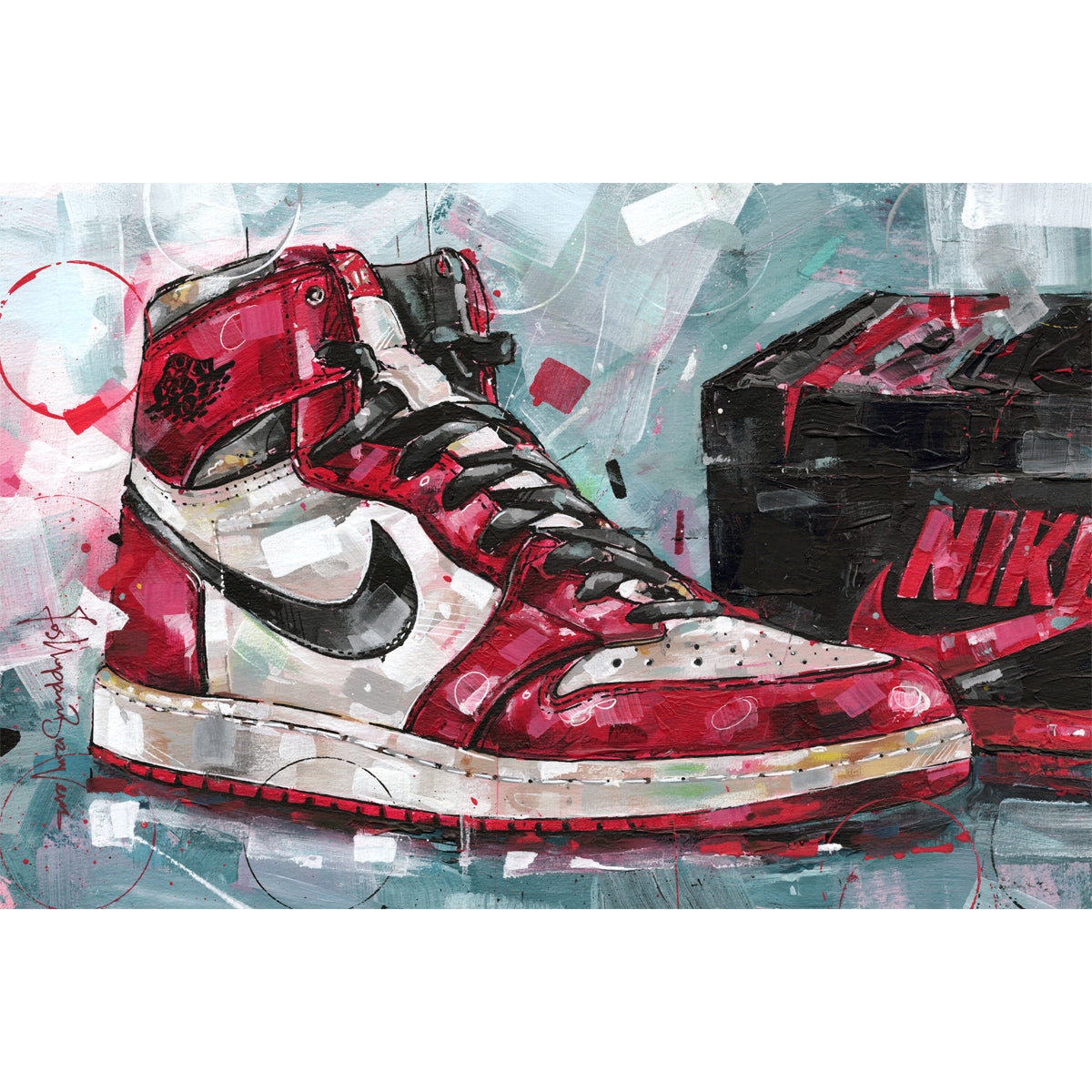 Nike Air Jordan 1 shoebox Chicago lienzo 60x40 cm