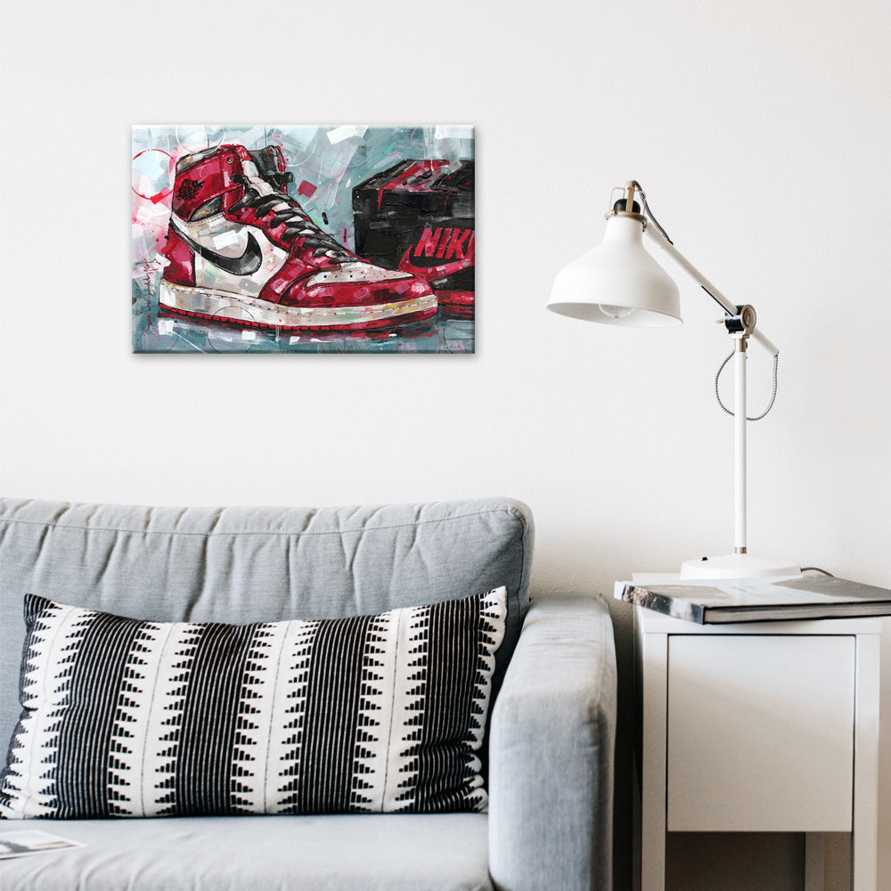 Nike Air Jordan 1 shoebox Chicago Leinwand 60x40 cm