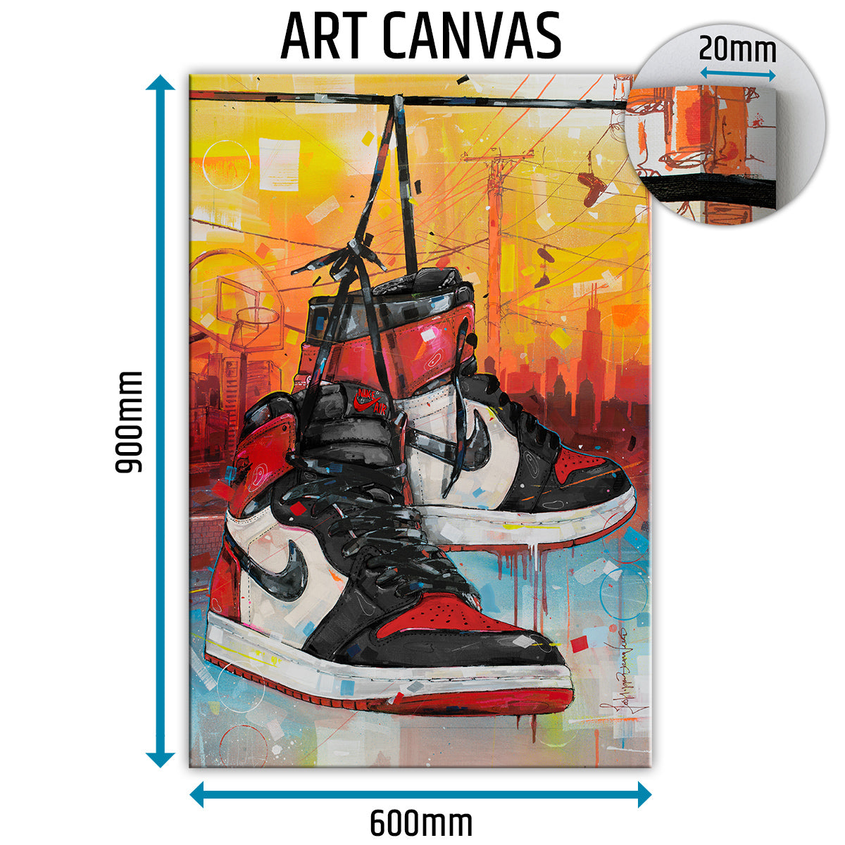 Nike Air Jordan 1 powerlines bred toe lienzo