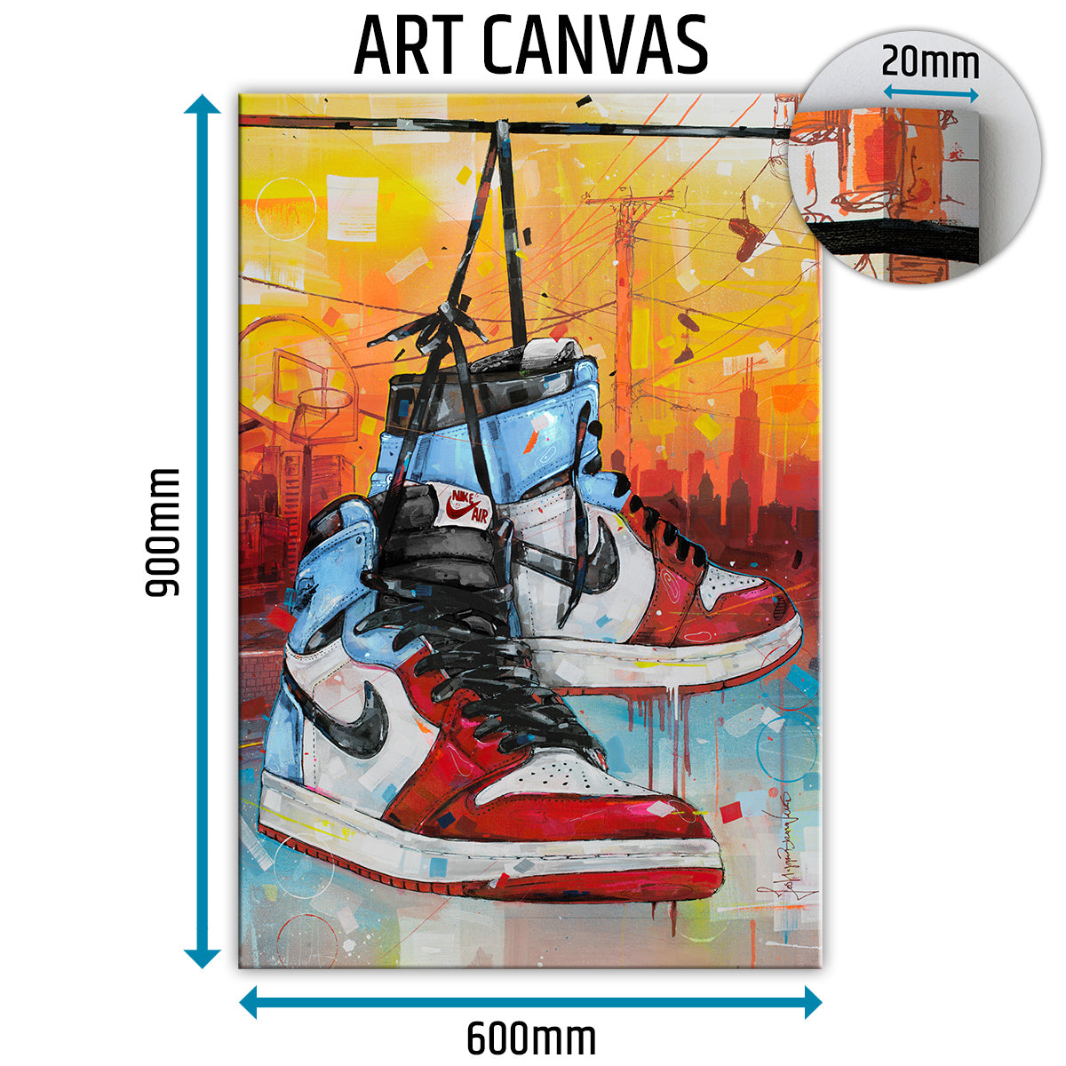 Nike Air Jordan 1 powerlines fearless Chicago lienzo