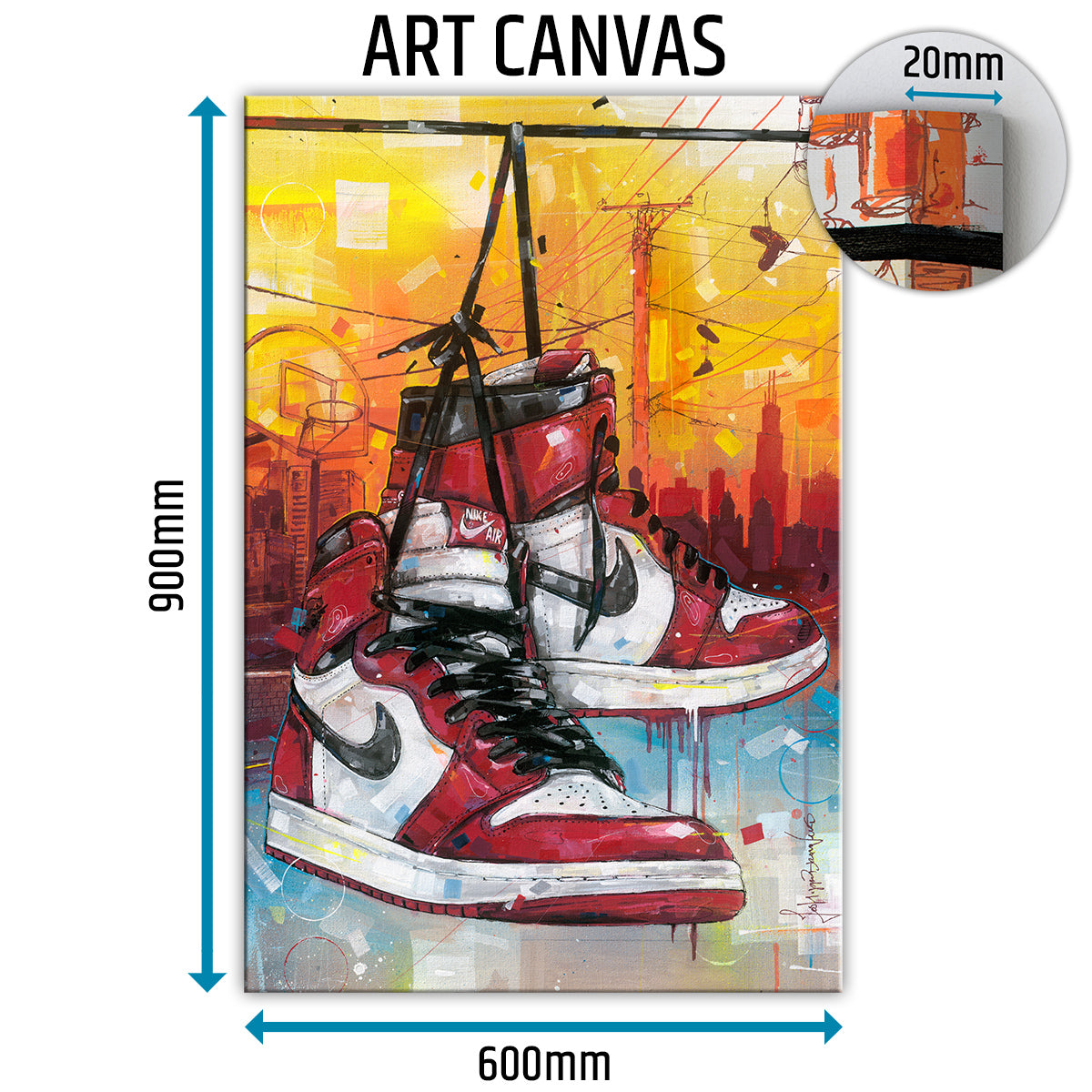 Nike Air Jordan 1 powerlines Chicago lienzo