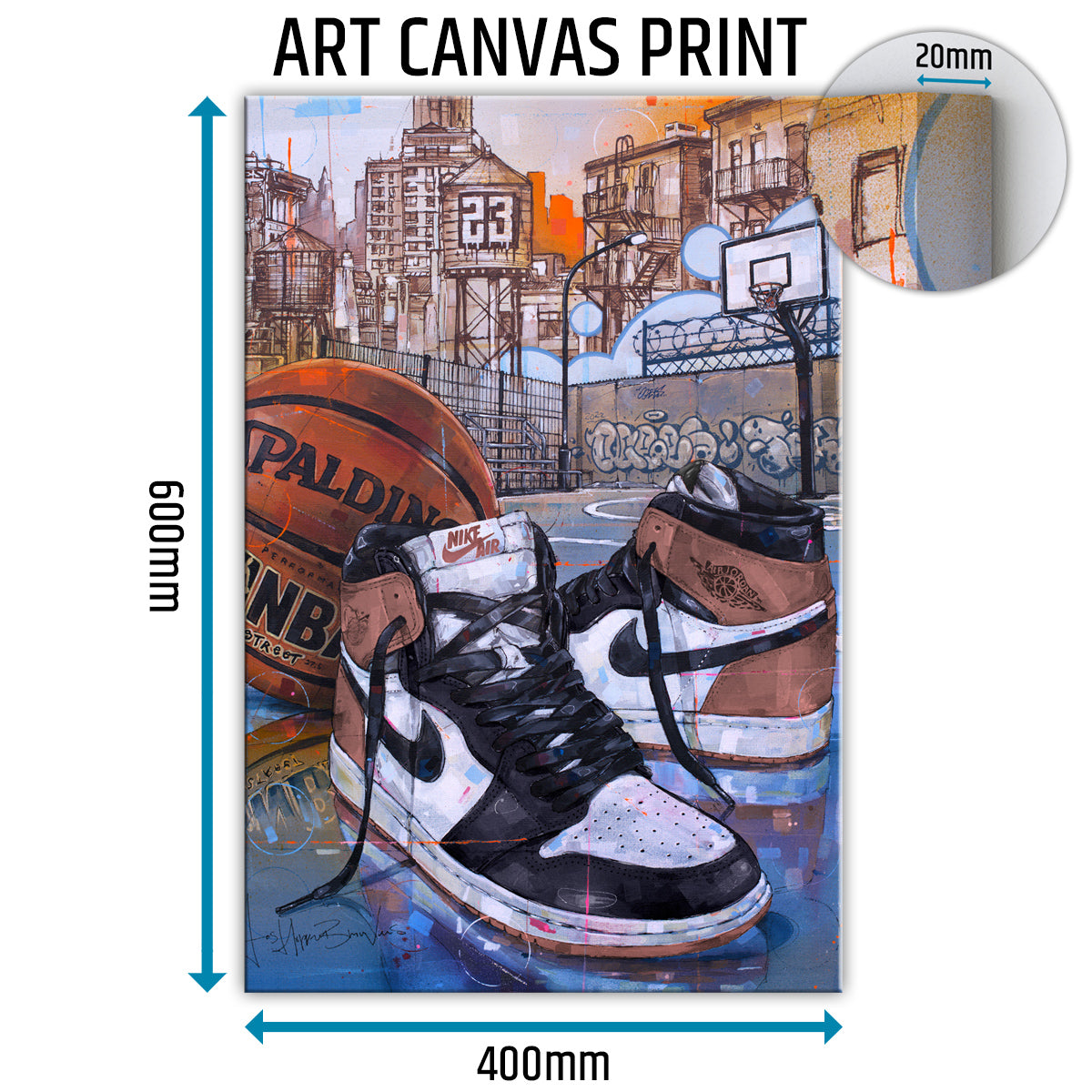 Nike Air Jordan 1 basketball rust pink canvas 40x60 cm