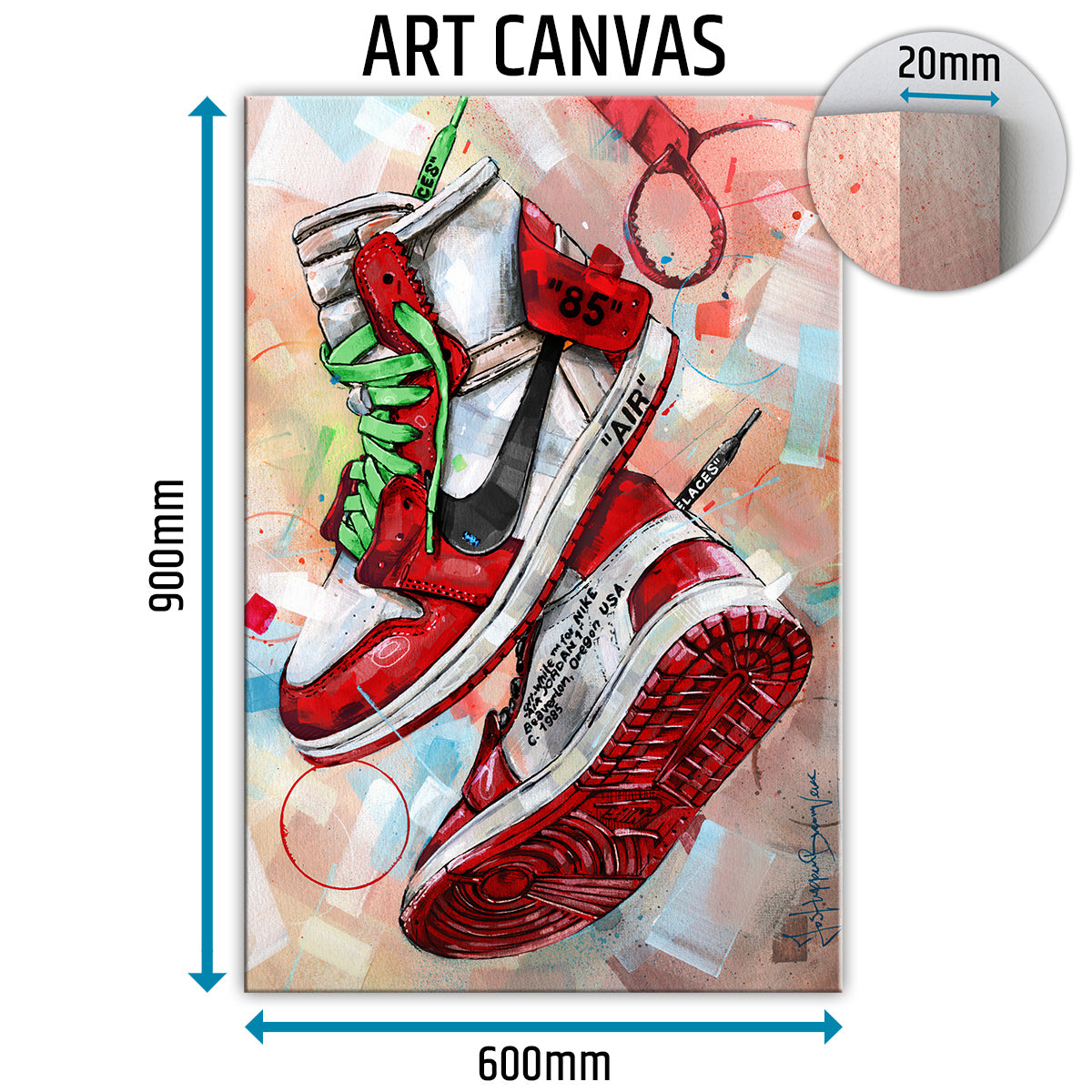 Nike Air Jordan 1 Off White Chicago - green laces canvas