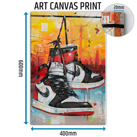 Nike Air Jordan 1 powerlines black toe Leinwand 40x60 cm