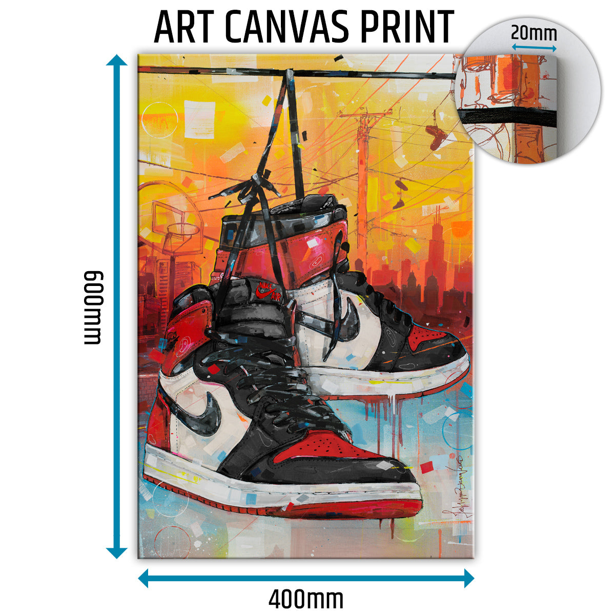 Nike Air Jordan 1 powerlines bred toe Leinwand 40x60 cm