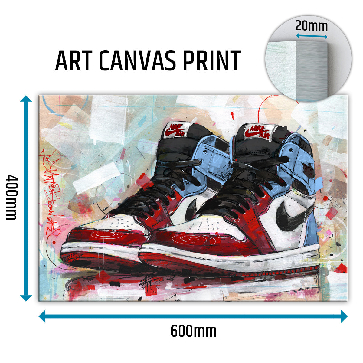 Nike Air Jordan 1 retro high fearless Chicago toile 60x40 cm