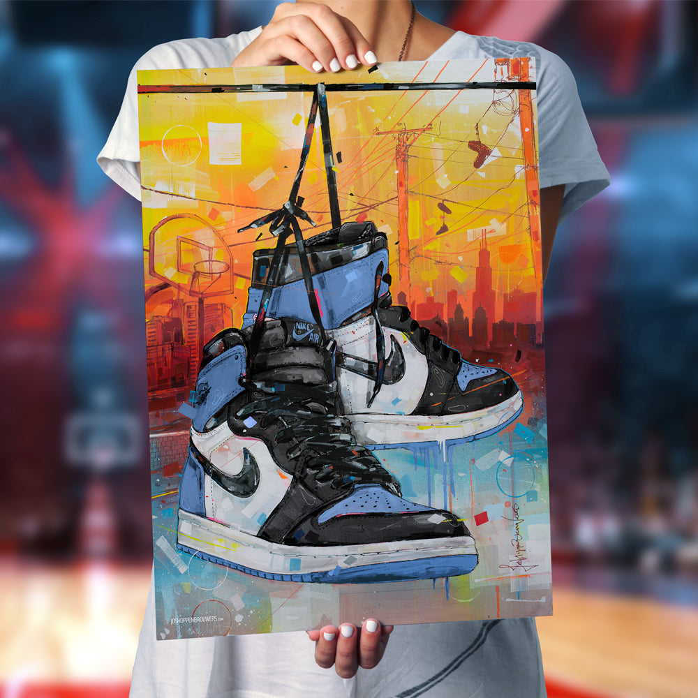 Nike Air Jordan 1 powerlines UNC Toe print 50x70 cm