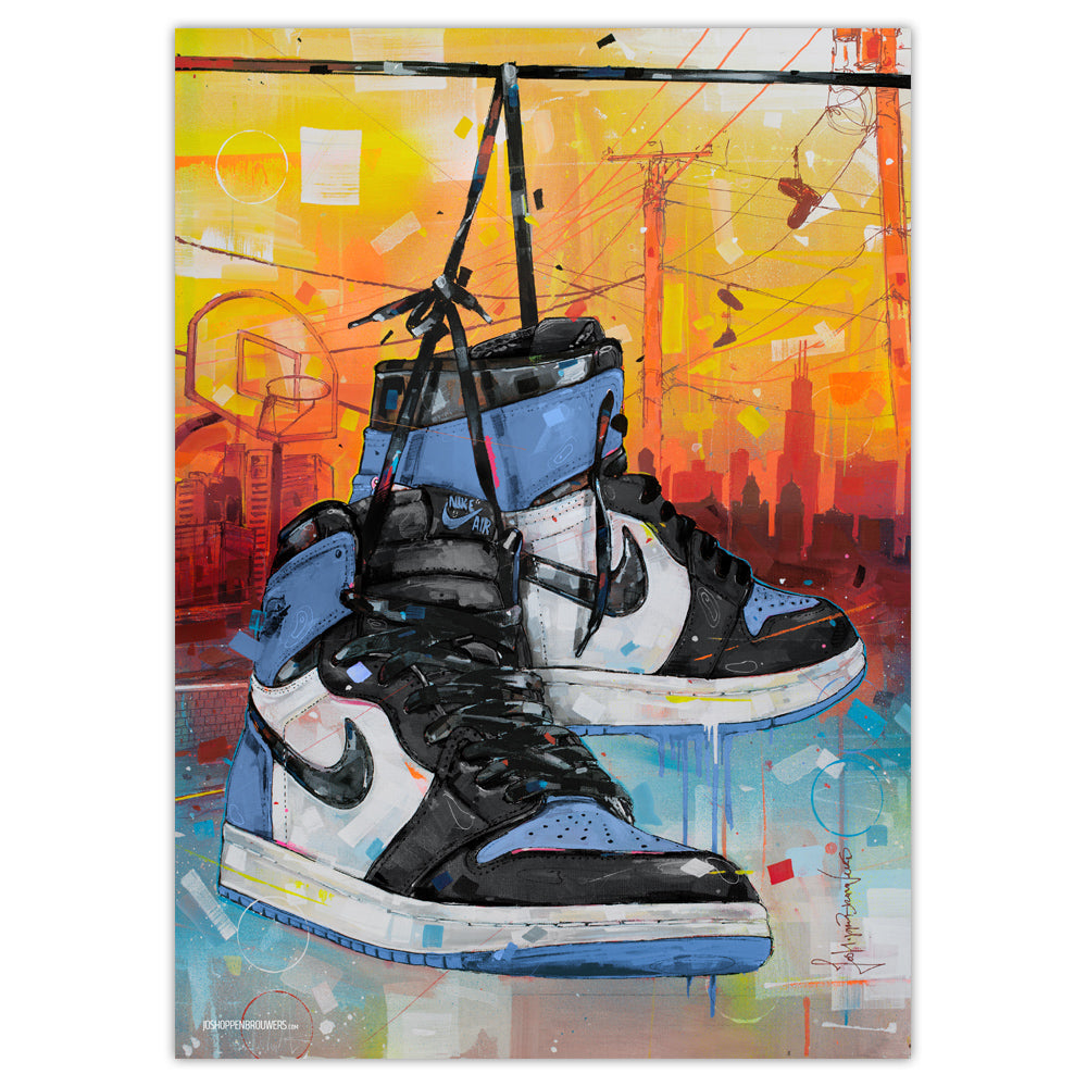 Nike Air Jordan 1 powerlines UNC Toe imprimé 50x70 cm