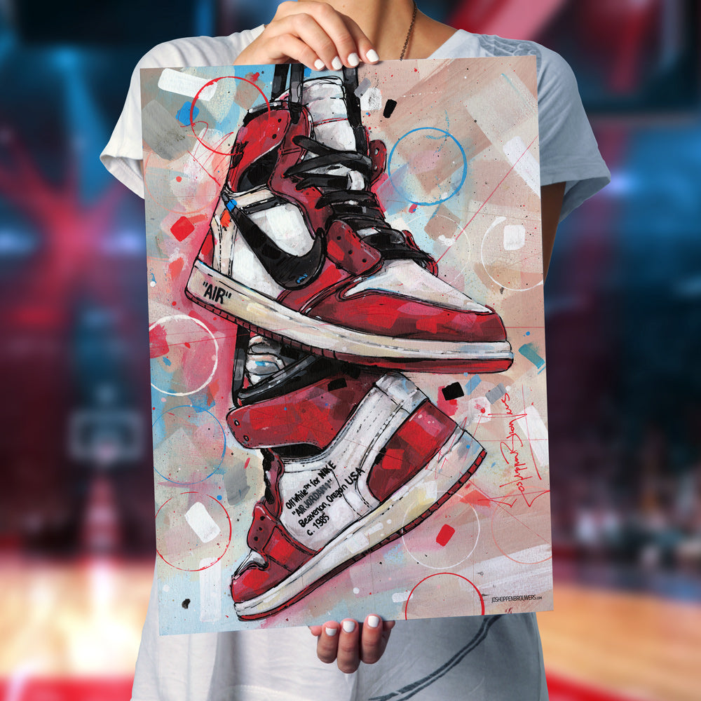 Nike Air Jordan 1 Off White Chicago print 50x70 cm - framed & signed