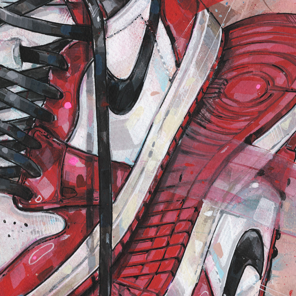 Nike Air Jordan 1 upside down Chicago pintura 30x40 cm