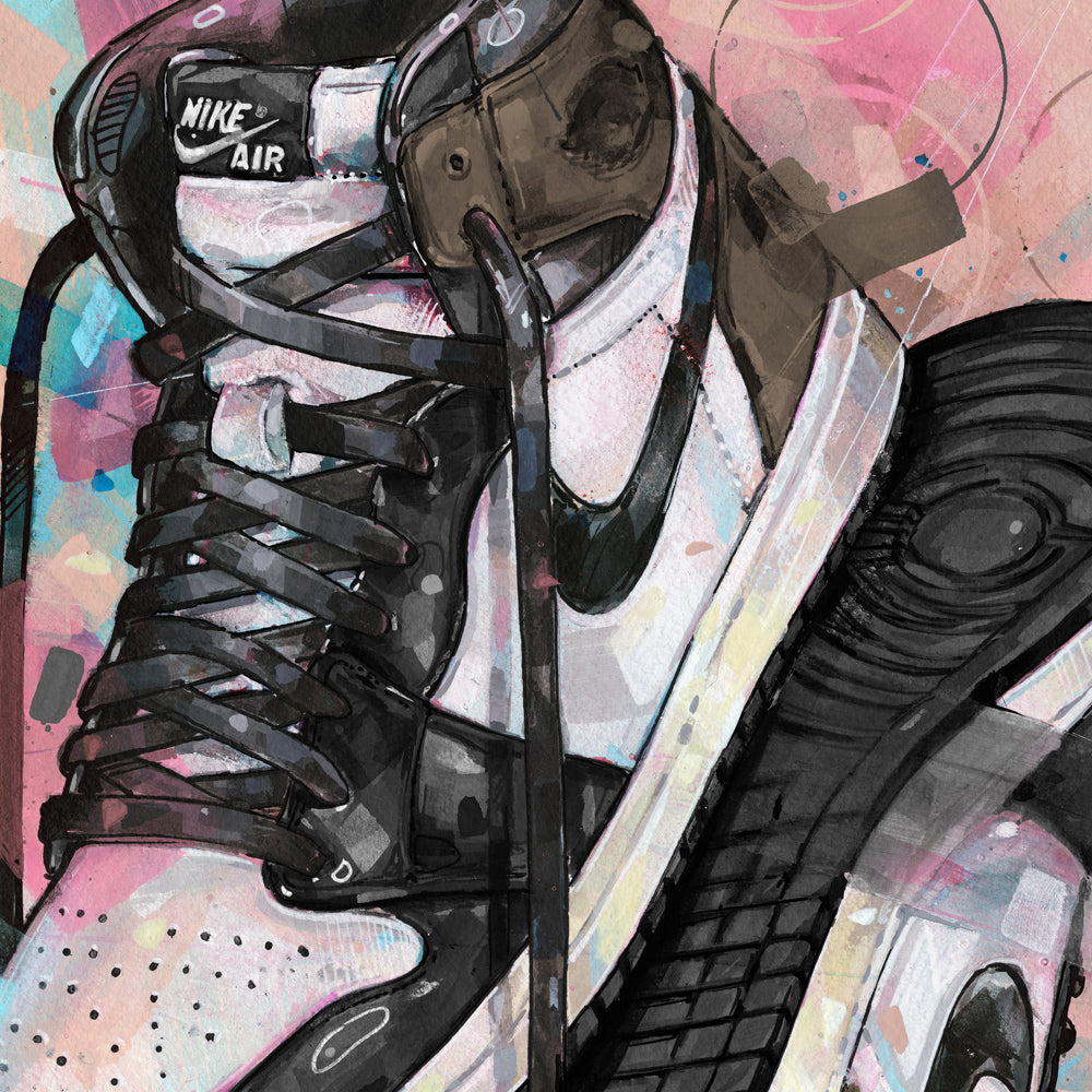 Nike Air Jordan 1 upside down dark mocha imprimé 50x70 cm