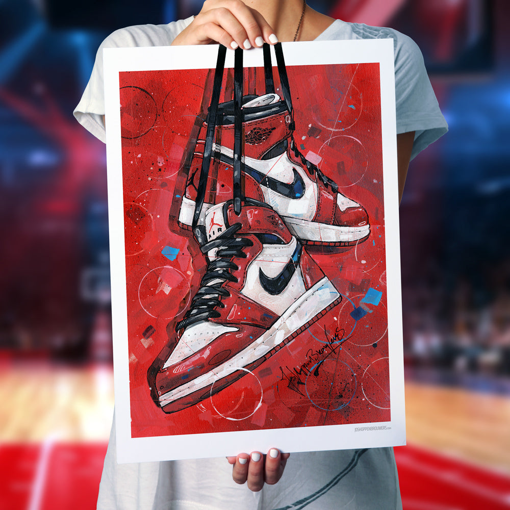 Nike Air Jordan 1 retro Chicago Druck 50x70 cm - gerahmt und signiert