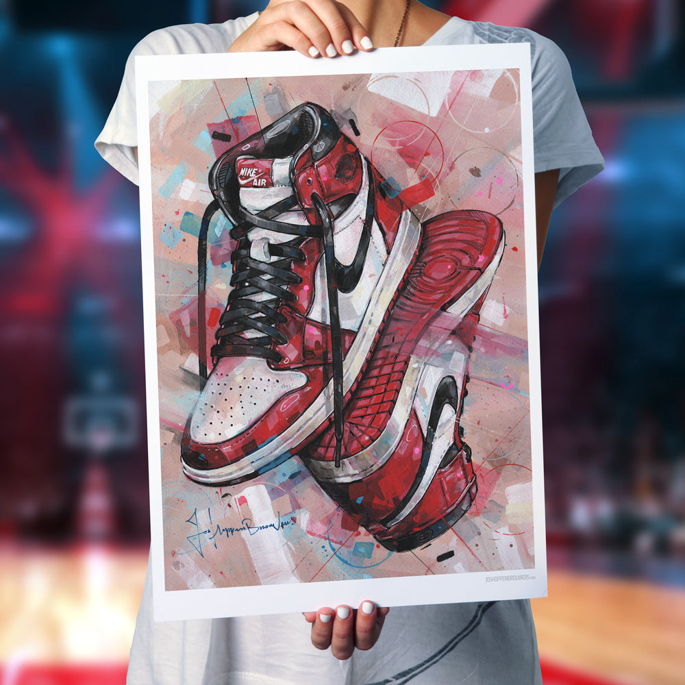 Nike Air Jordan 1 upside down Chicago imprimé 50x70 cm