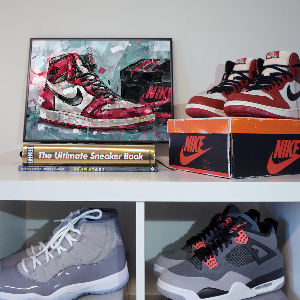 Nike Air Jordan 1 shoebox Chicago print 42x29,7 cm (A3) - framed & signed