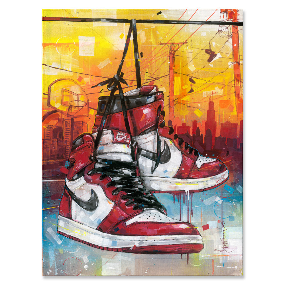 Nike Air Jordan 1 powerlines Chicago painting 60x80 cm