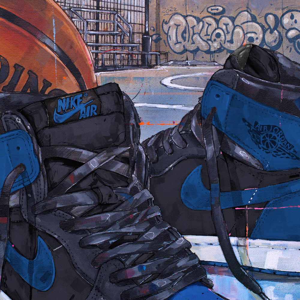 Nike Air Jordan 1 basketball royal blue imprimé 50x70 cm