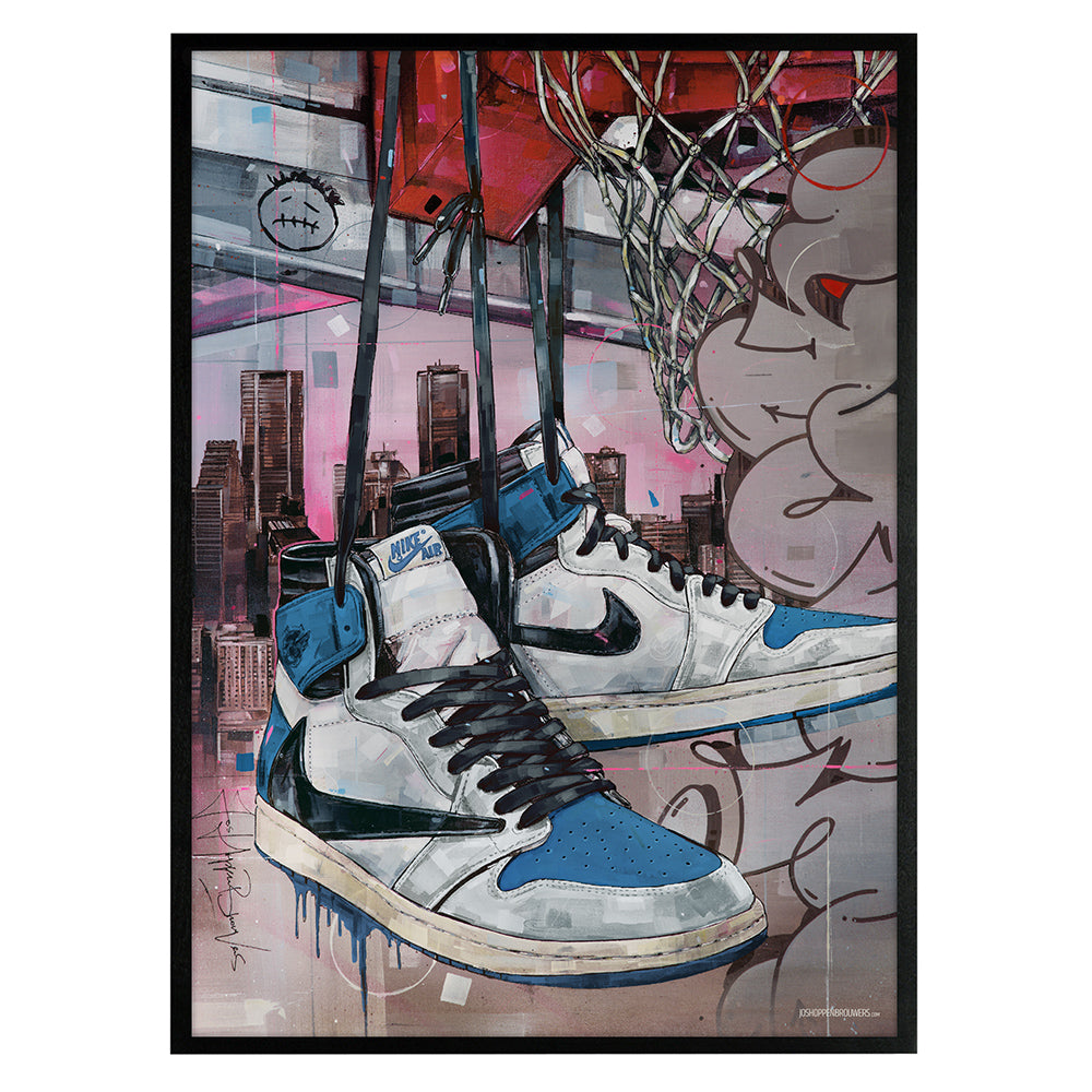 Nike Air Jordan 1 fragment high basket print 50x70 cm - framed & signed