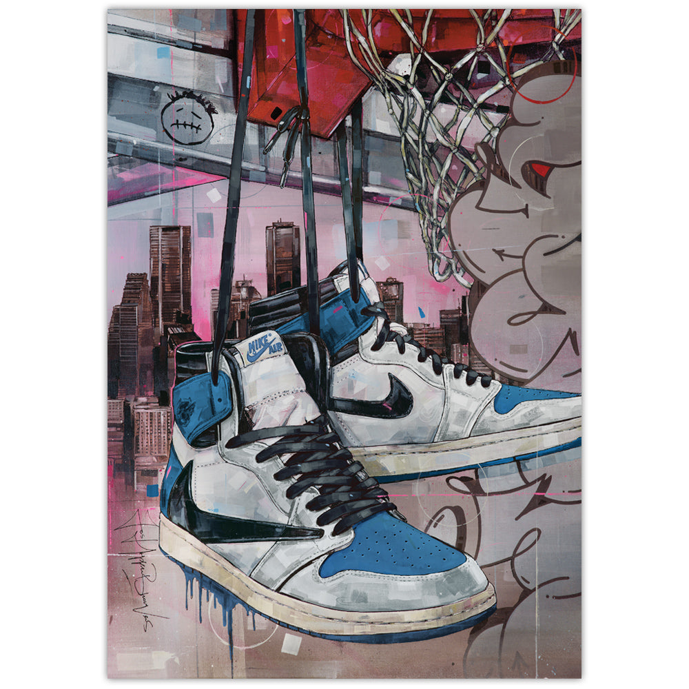 Nike Air Jordan 1 fragment high basket print 29,7x42 cm (A3) - framed & signed