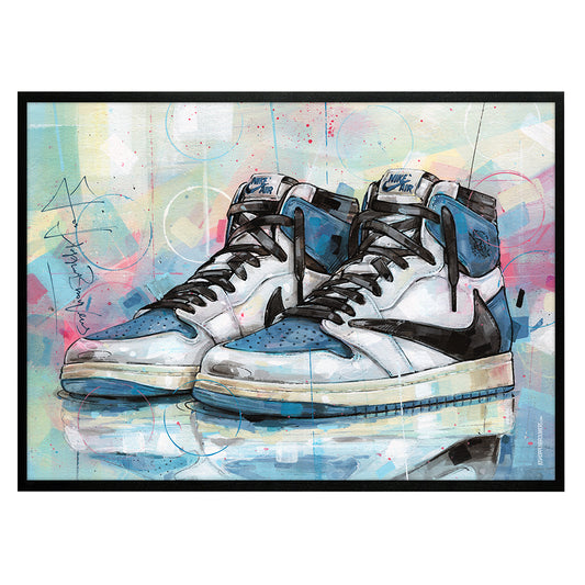 Nike Air Jordan 1 fragment high print 70x50 cm - framed & signed