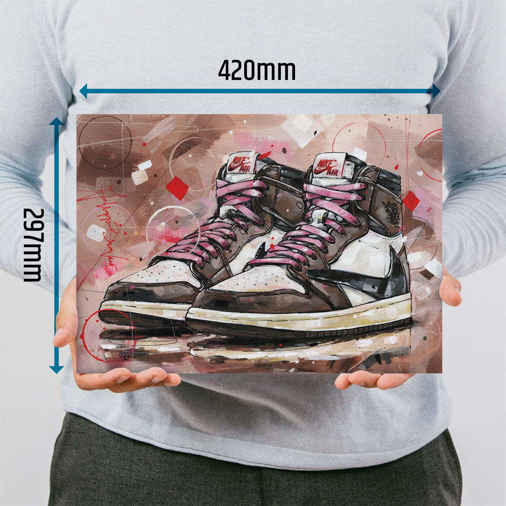 Nike Air Jordan 1 high - pink laces print 42x29,7 cm (A3)