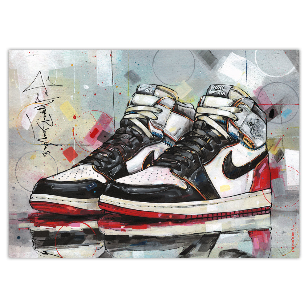 Nike Air Jordan 1 Union LA black toe imprimé 70x50 cm