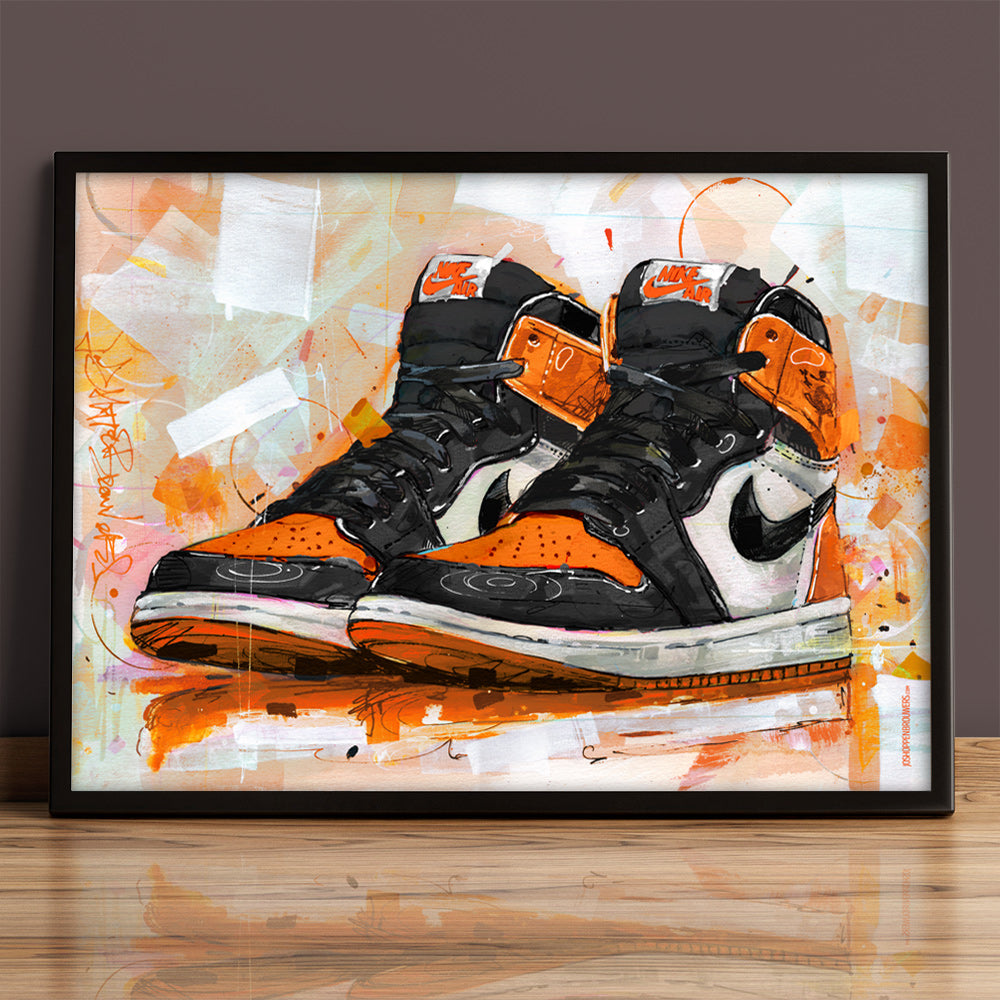 Nike Air Jordan 1 retro high shattered backboard imprimé 70x50 cm - encadré et signé