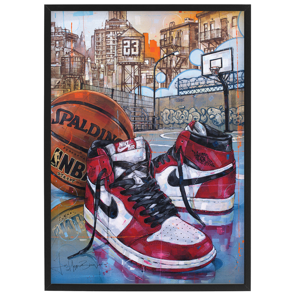 Nike Air Jordan 1 basketball Chicago print 29,7x42 cm (A3) - ingelijst & gesigneerd