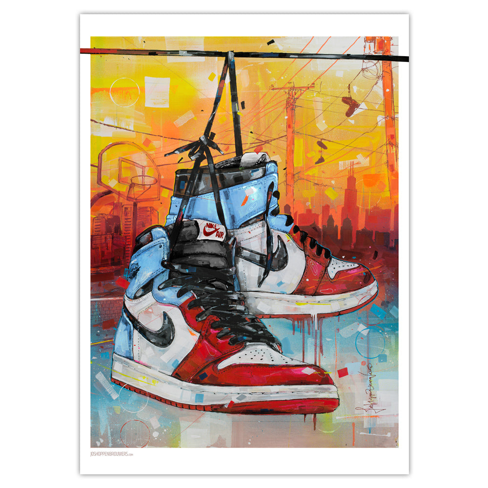 Nike Air Jordan 1 powerlines fearless Chicago imprimé 50x70 cm