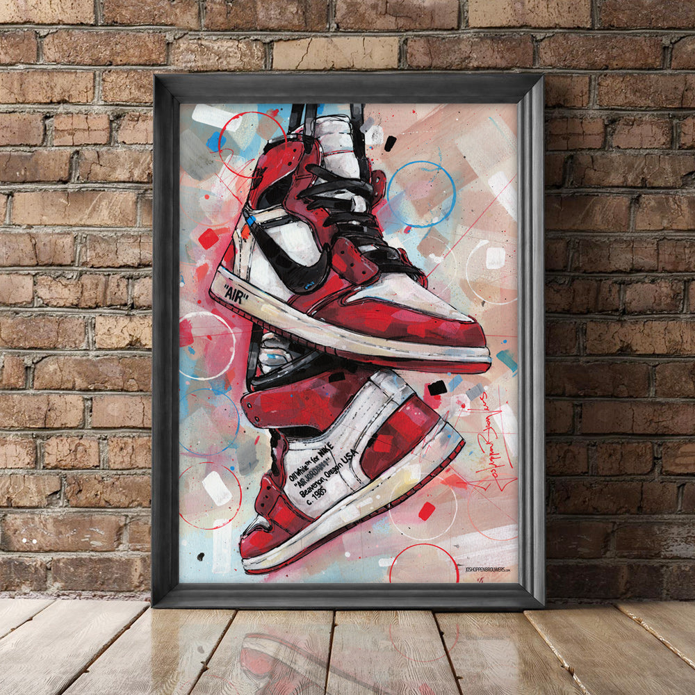 Nike Air Jordan 1 Off White Chicago estampado 50x70 cm - enmarcado y firmado