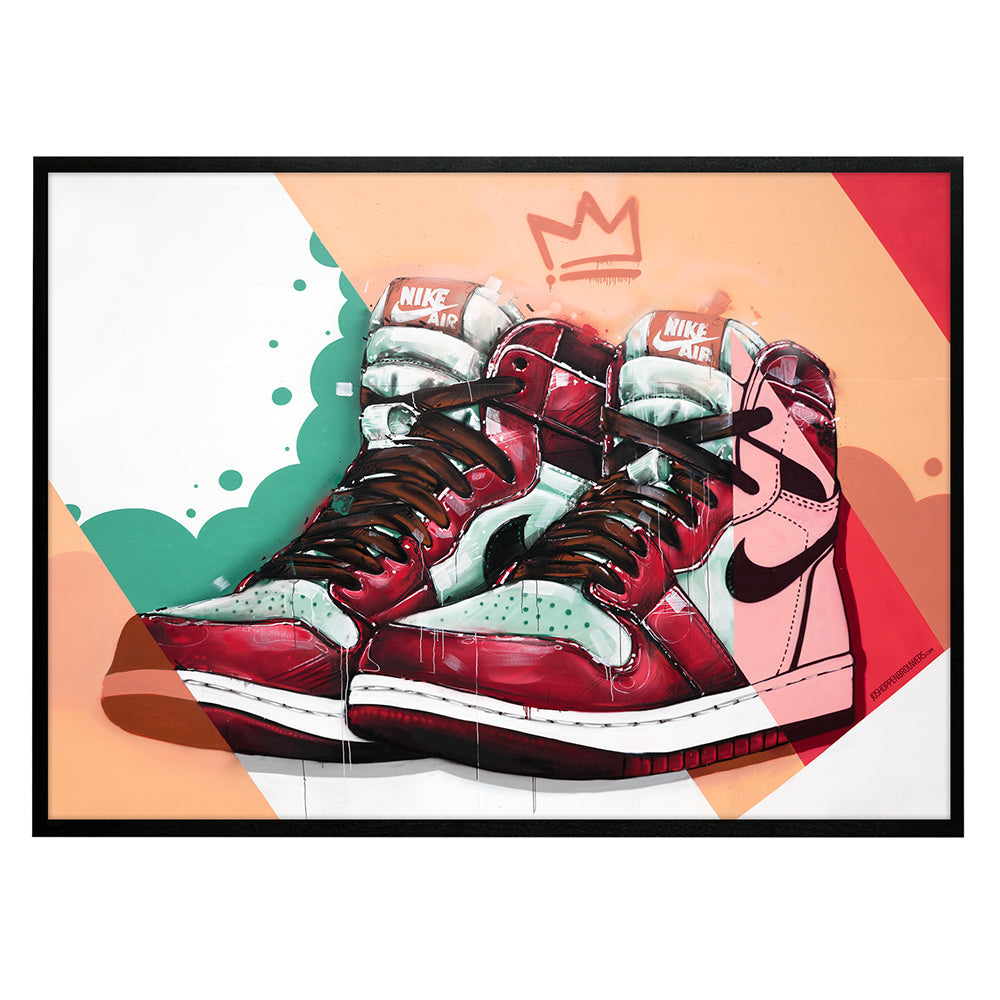 Nike Air Jordan 1 graffiti imprimé 70x50 cm - encadré et signé