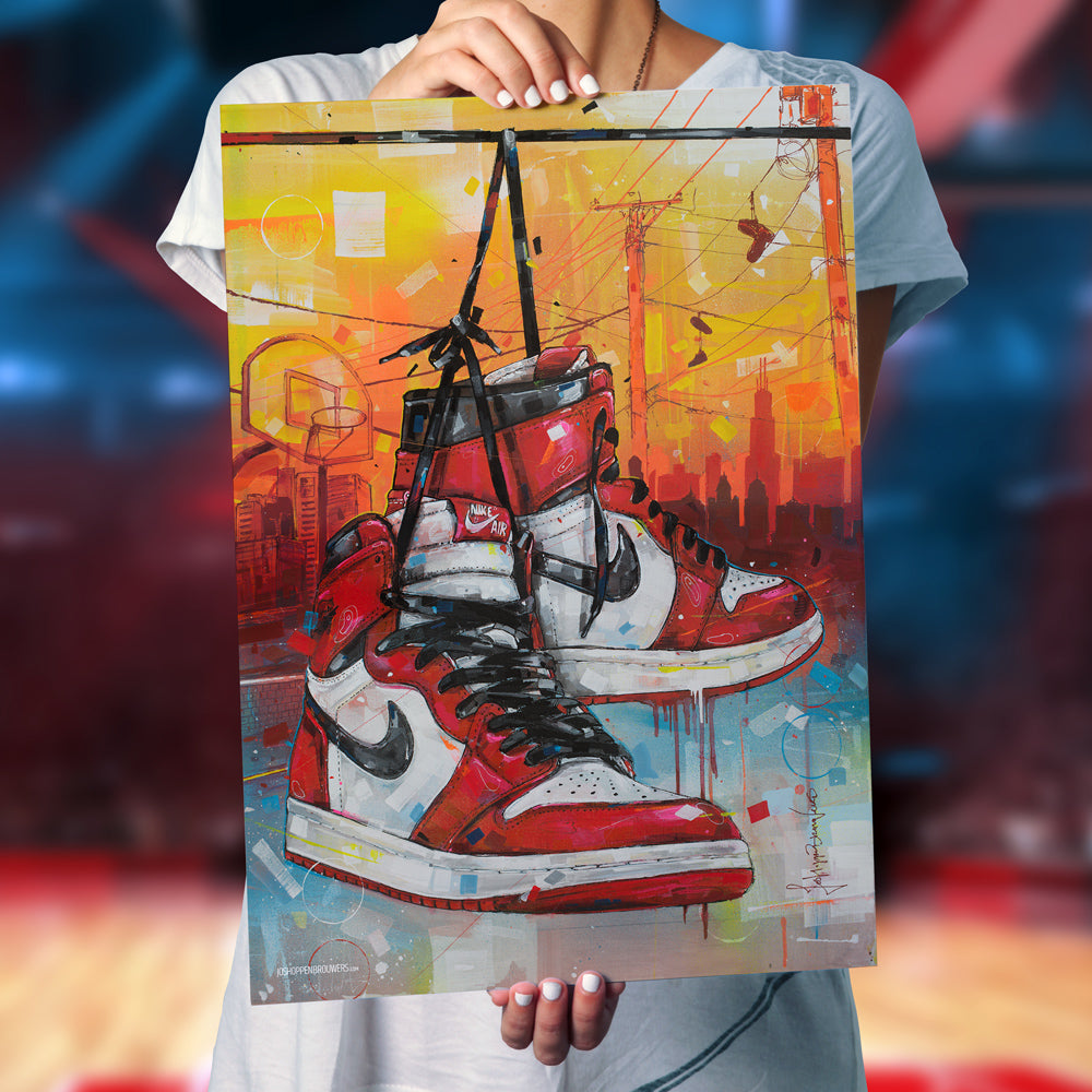 Nike Air Jordan 1 powerlines Chicago full colour estampado 50x70 cm