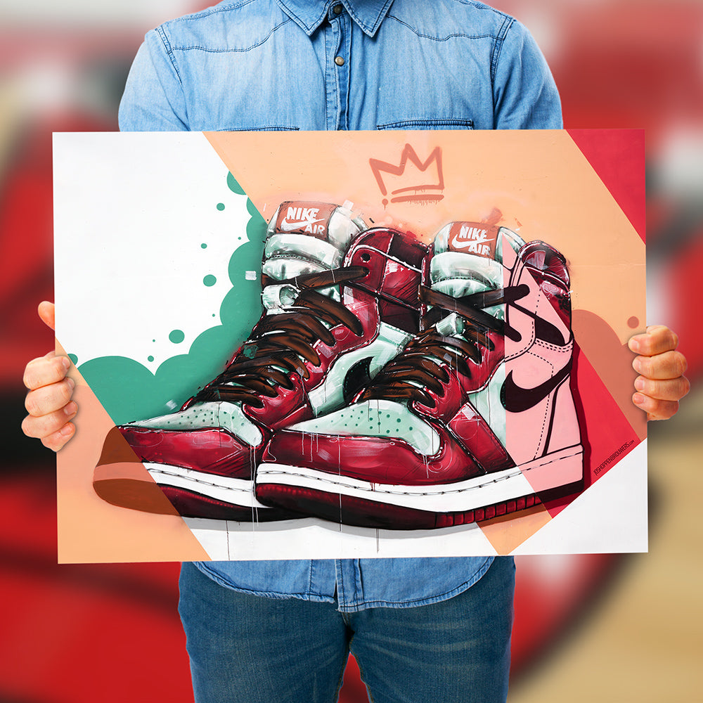 Nike Air Jordan 1 graffiti imprimé 70x50 cm - encadré et signé