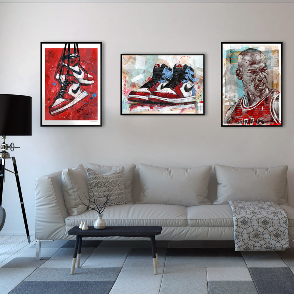 Nike Air Jordan 1 retro Chicago print 50x70 cm - ingelijst & gesigneerd