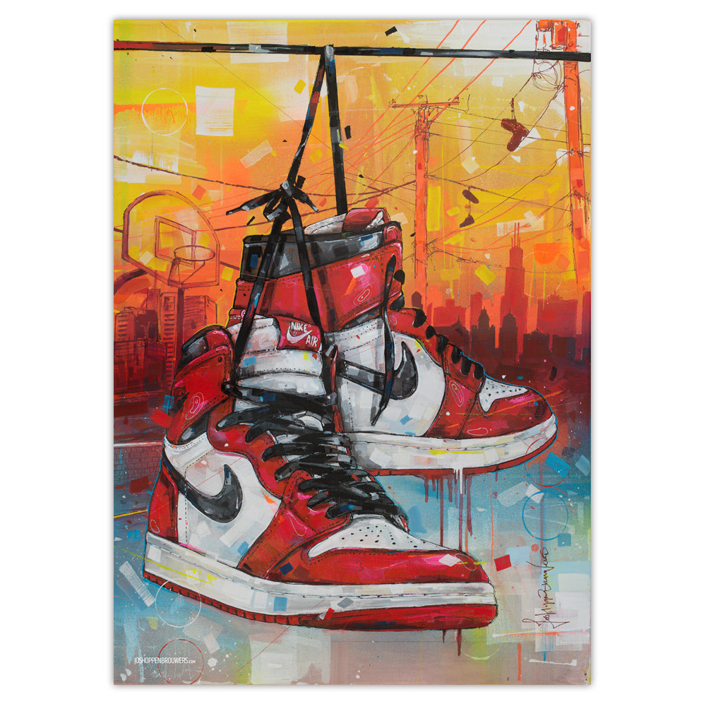 Nike Air Jordan 1 powerlines Chicago full colour estampado 50x70 cm