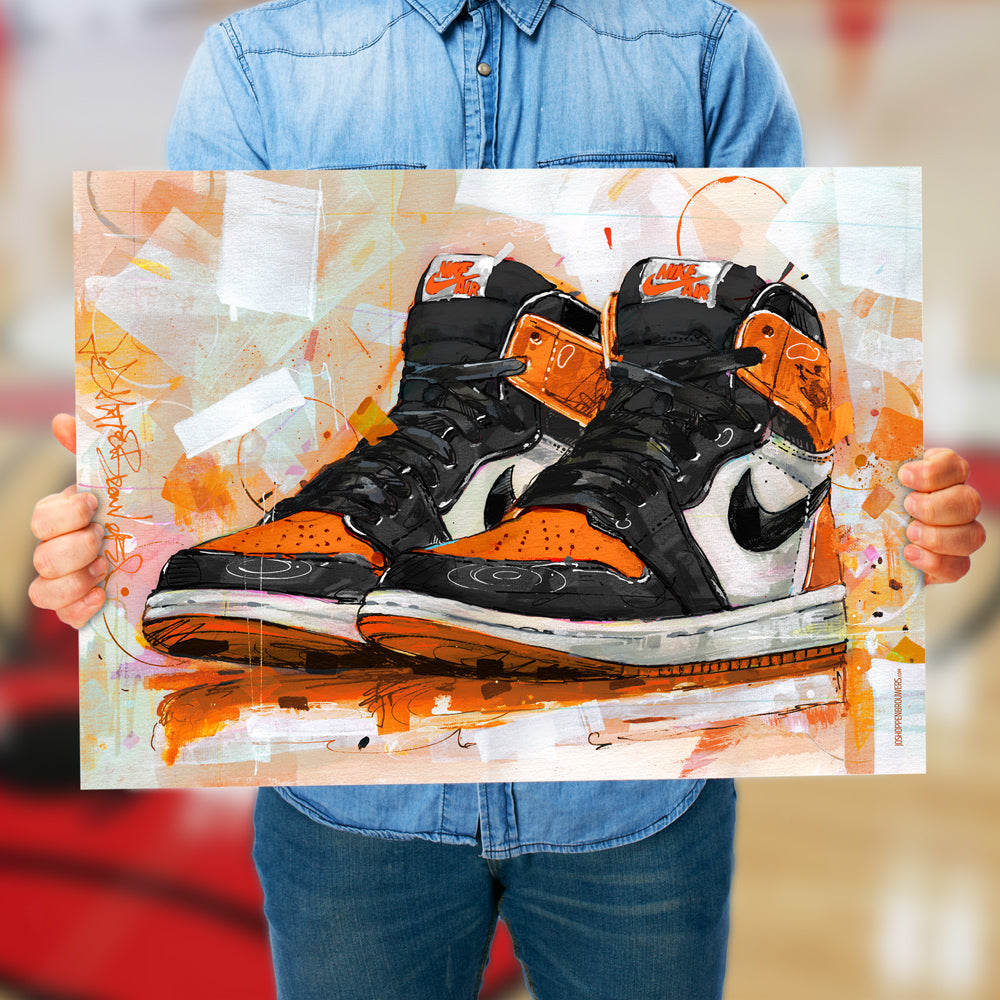 Nike Air Jordan 1 retro high shattered backboard print 70x50 cm - framed & signed