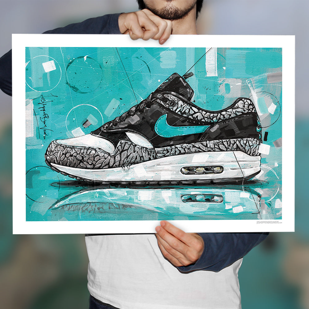 Nike Air Max 1 atmos elephant imprimé 70x50 cm - encadré et signé