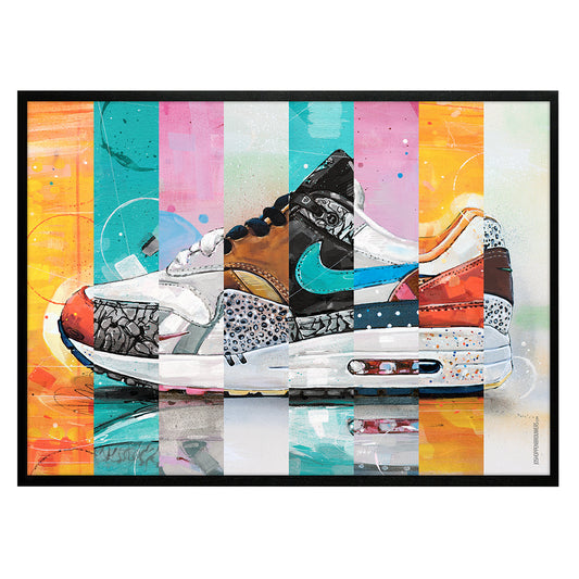 Nike Air Max 1 Parra Atmos colourway estampado 70x50 cm - enmarcado y firmado