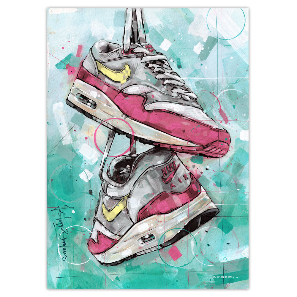 Nike Air Max 1 pink estampado 50x70 cm