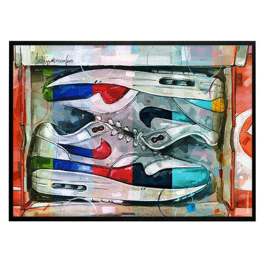 Nike Air Max 1 shoebox colourway print 70x50 cm - ingelijst & gesigneerd