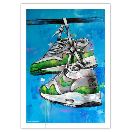 Nike Air Max 1 green graffiti estampada