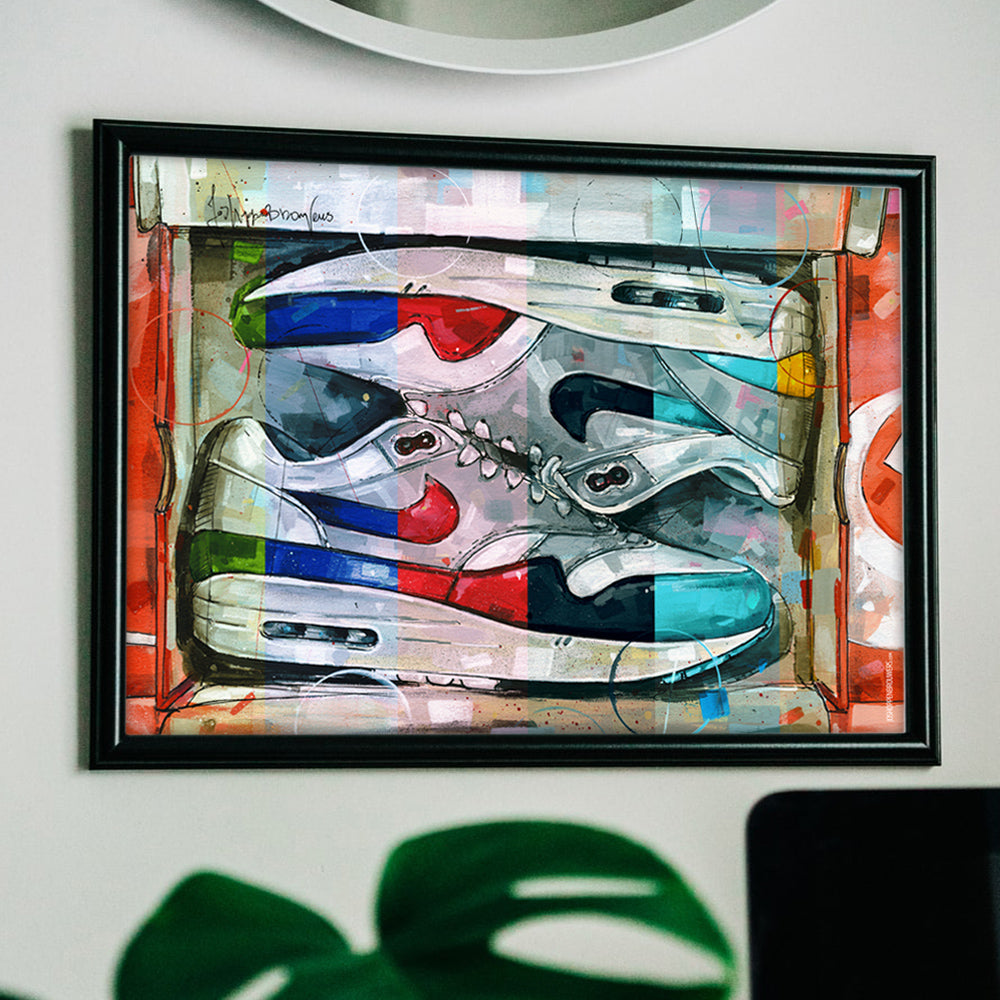 Nike Air Max 1 shoebox colourway print 70x50 cm - framed & signed