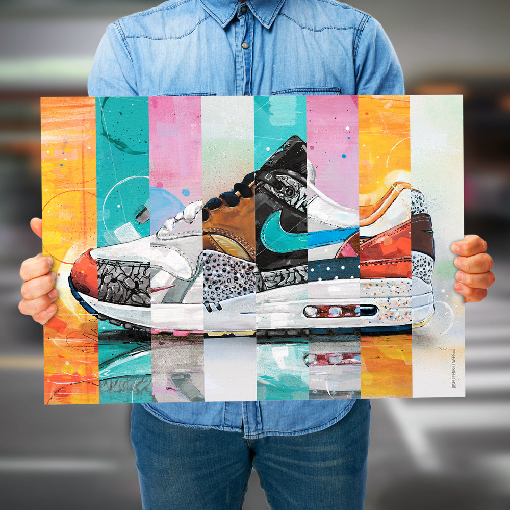 Nike Air Max 1 Parra Atmos colourway estampado 70x50 cm