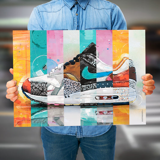 Nike Air Max 1 Parra Atmos colourway imprimé 70x50 cm