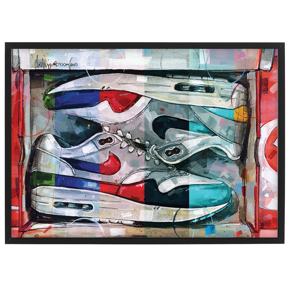 Nike Air Max 1 shoebox colourway estampado 42x29,7 cm (A3) - enmarcado y firmado