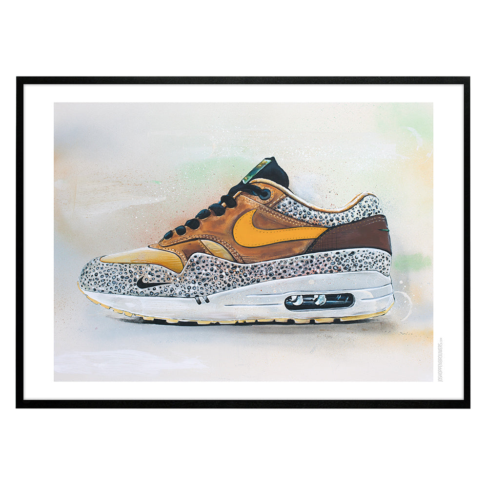 Nike Air Max 1 atmos safari orange imprimé 70x50 cm - encadré et signé