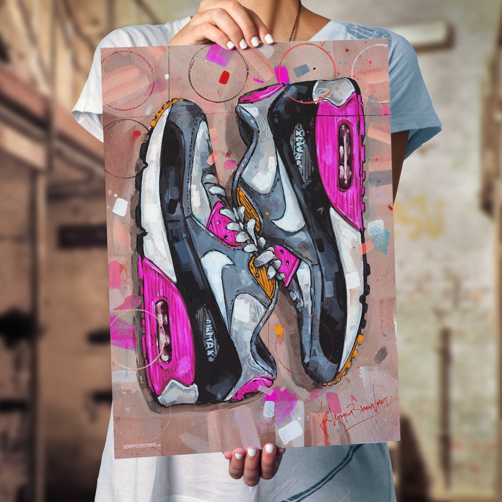 Nike Air Max 90 sideways pink estampado 50x70 cm